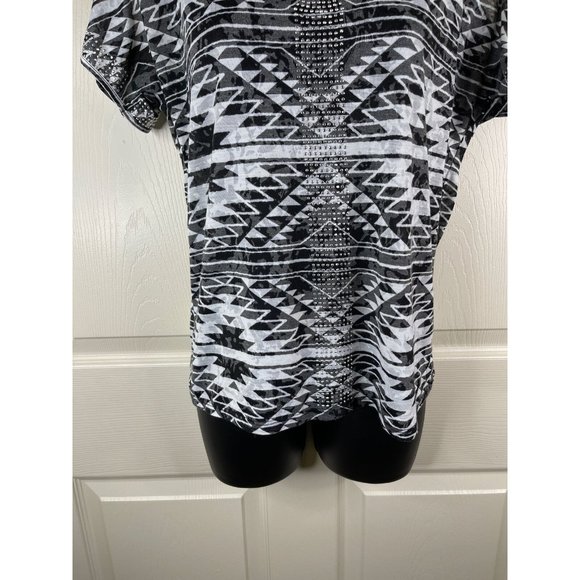 INC International Concepts Top Womens Short Slit Sleeves White Black Size Small - Picture 4 of 11